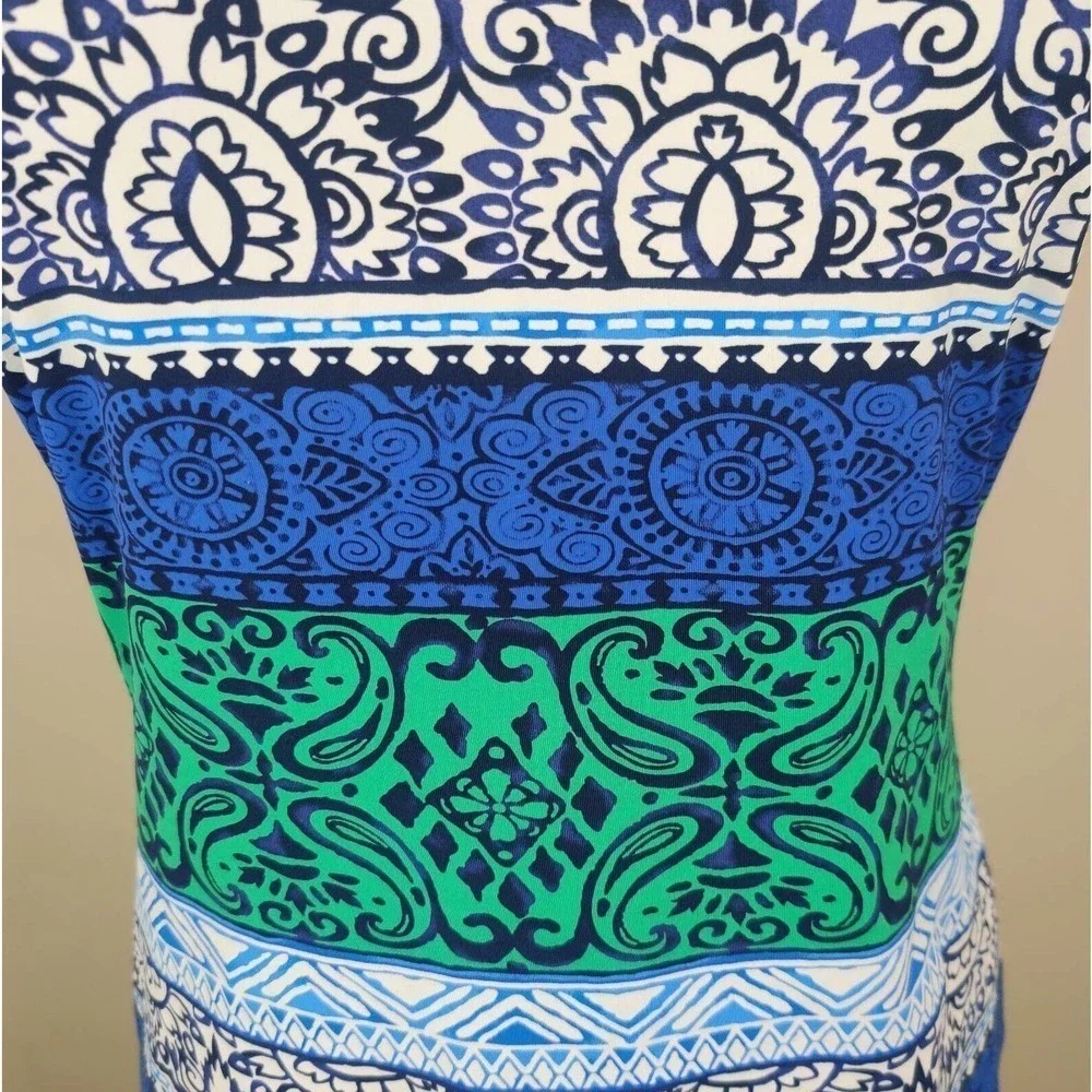 Lands' End Rash Guard Top UPF Floral Crewneck Short‎ Sleeve